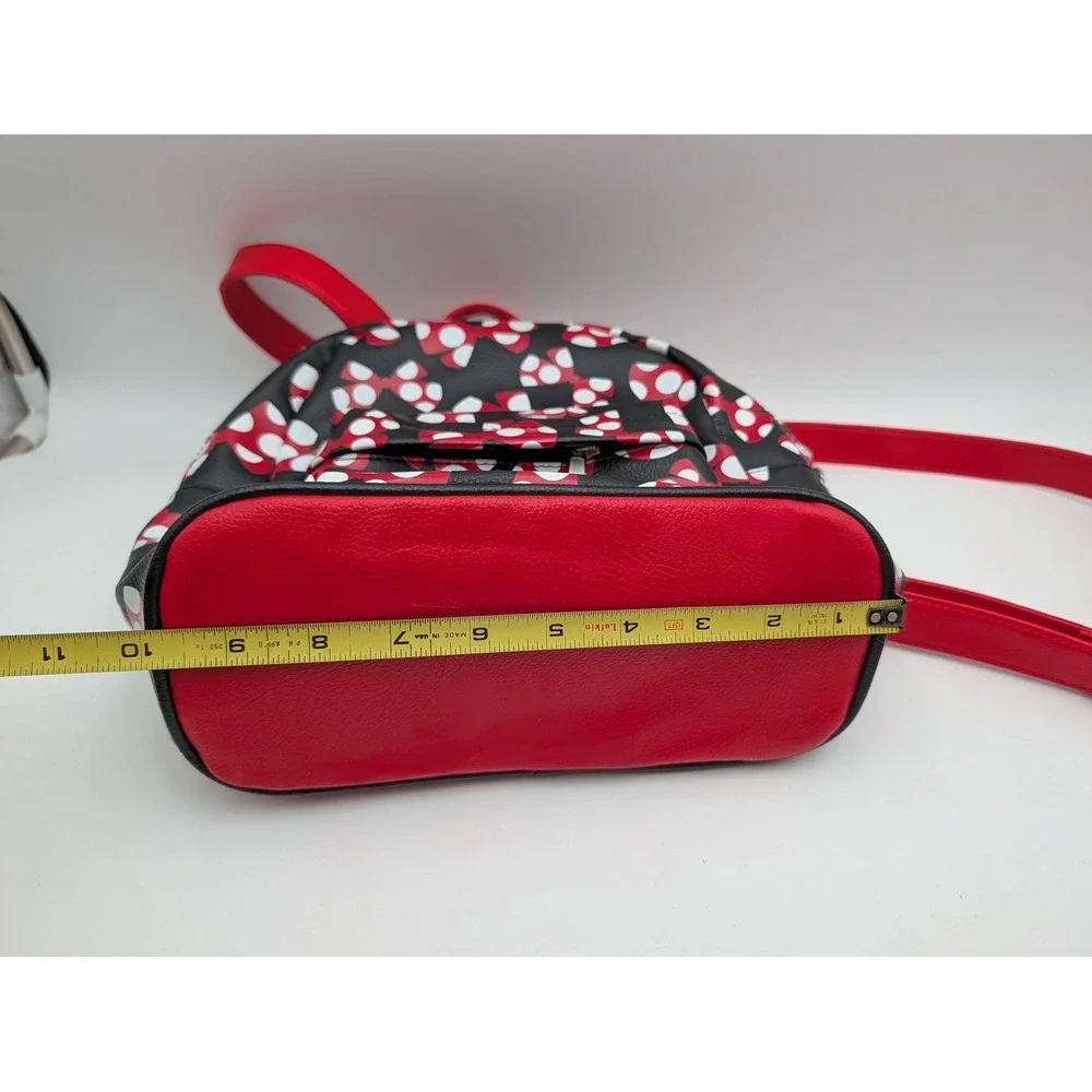 Disney Parks Womens Mini Backpack OS Polka Dot Bows Black Red White